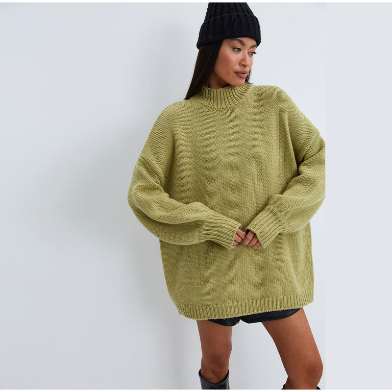 Oversized Solid O-Neck Sweater