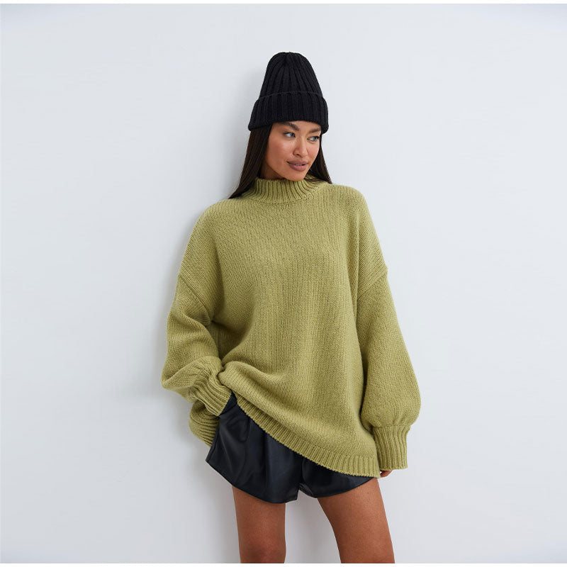 Oversized Solid O-Neck Sweater