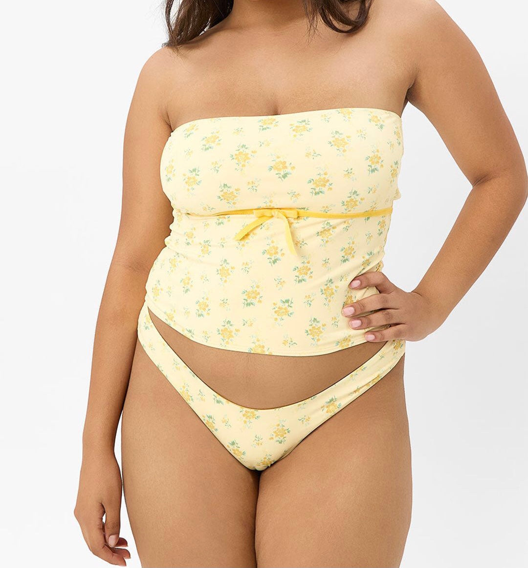 Peace Floral Strapless Bikini Top - Honeysuckle