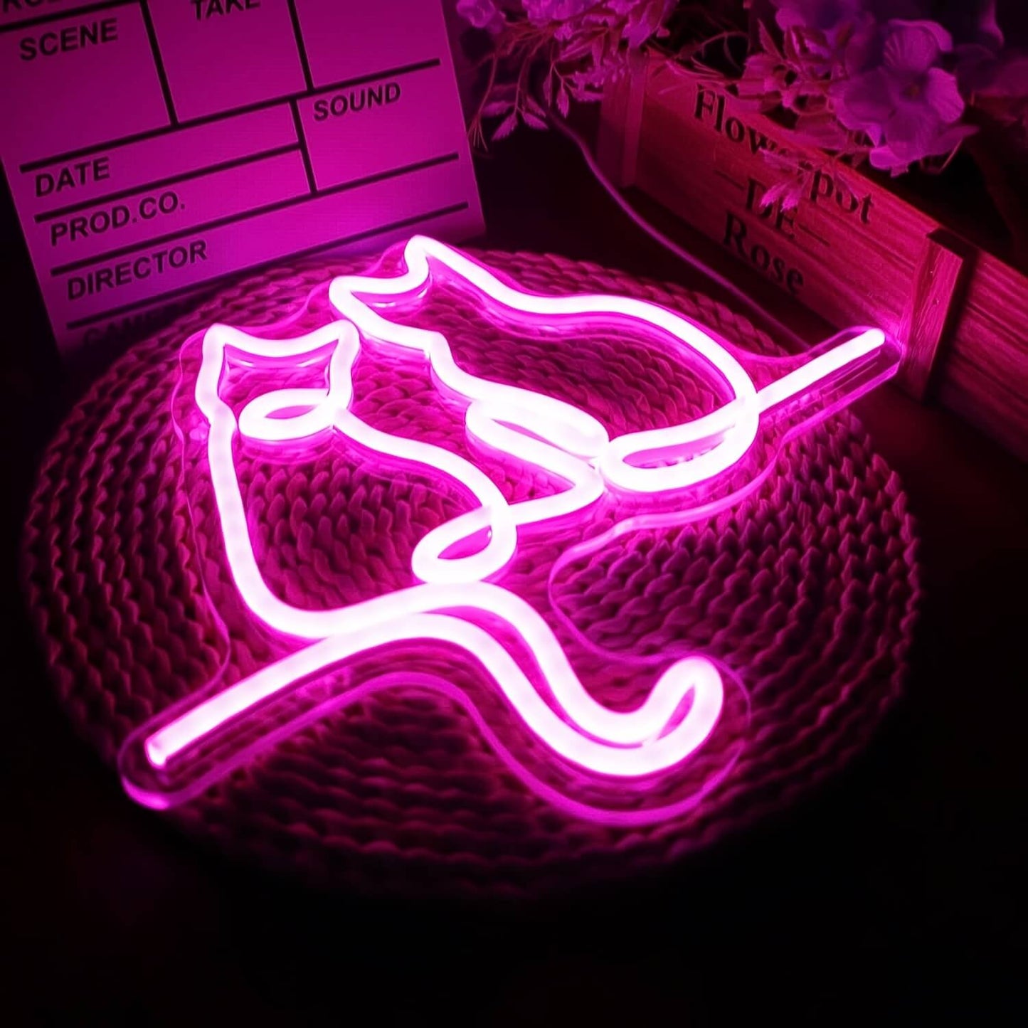 Pink Neon Cat Shaped Lights