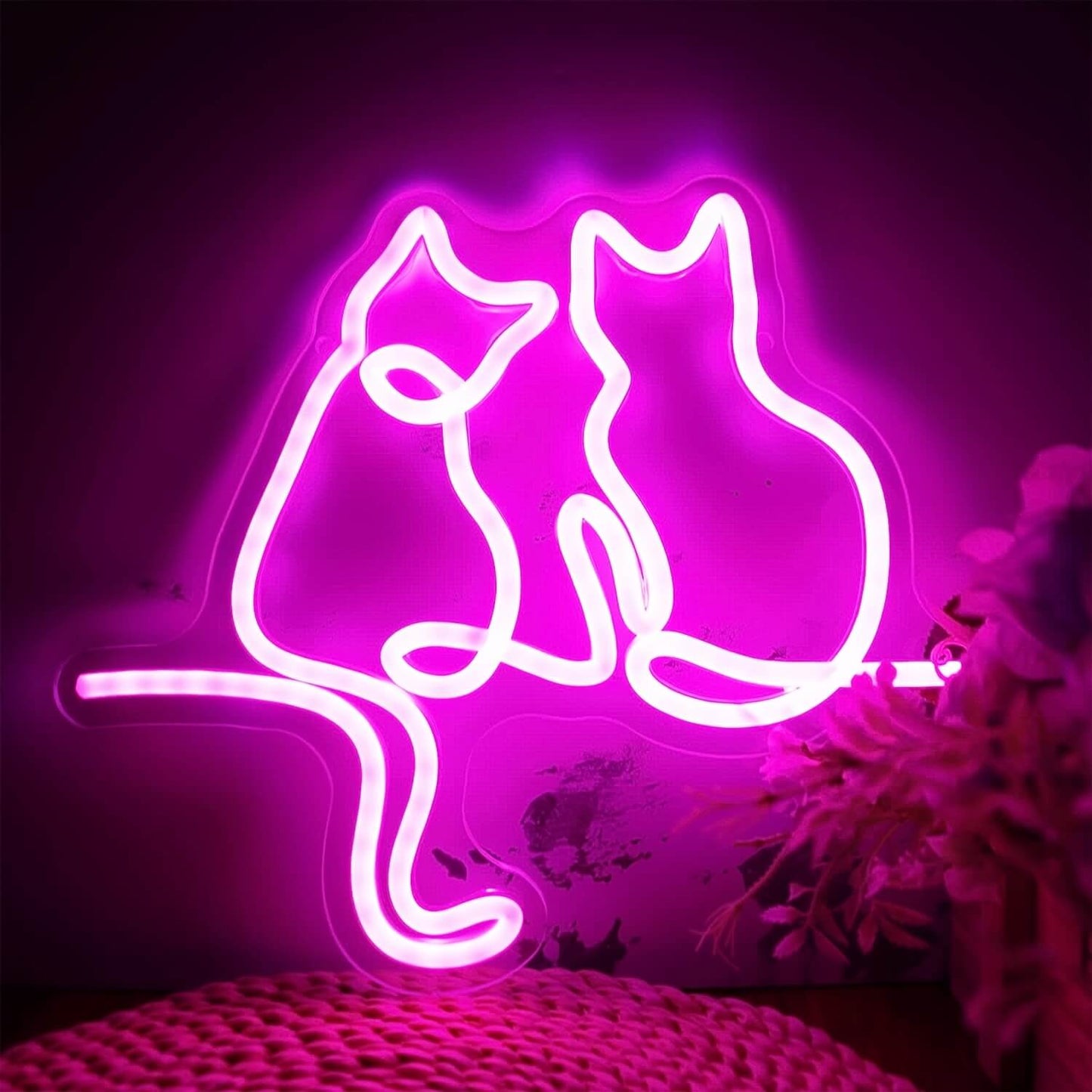 Pink Neon Cat Shaped Lights