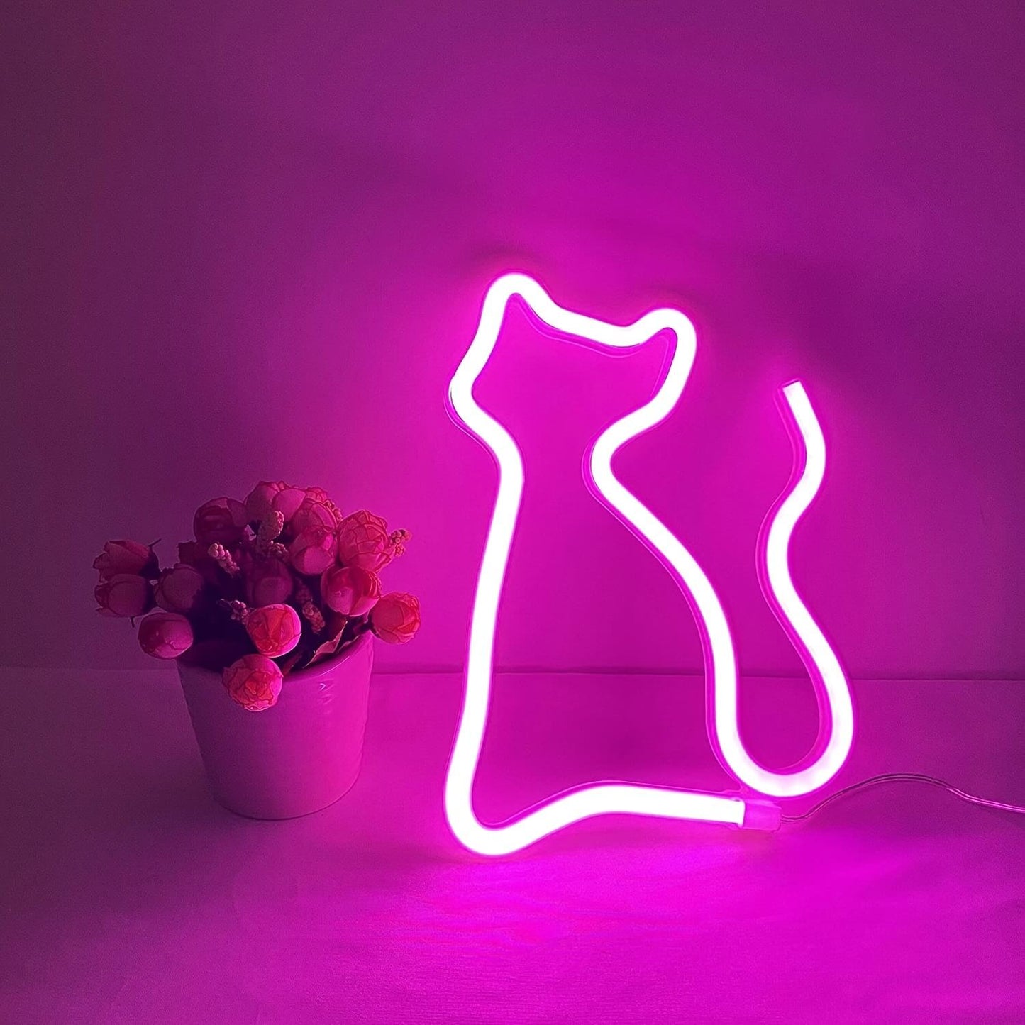 Pink Neon Cat Shaped Lights