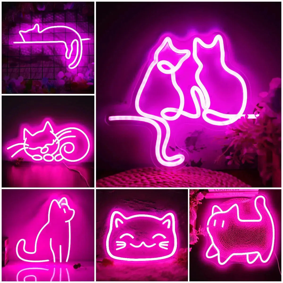 Pink Neon Cat Shaped Lights