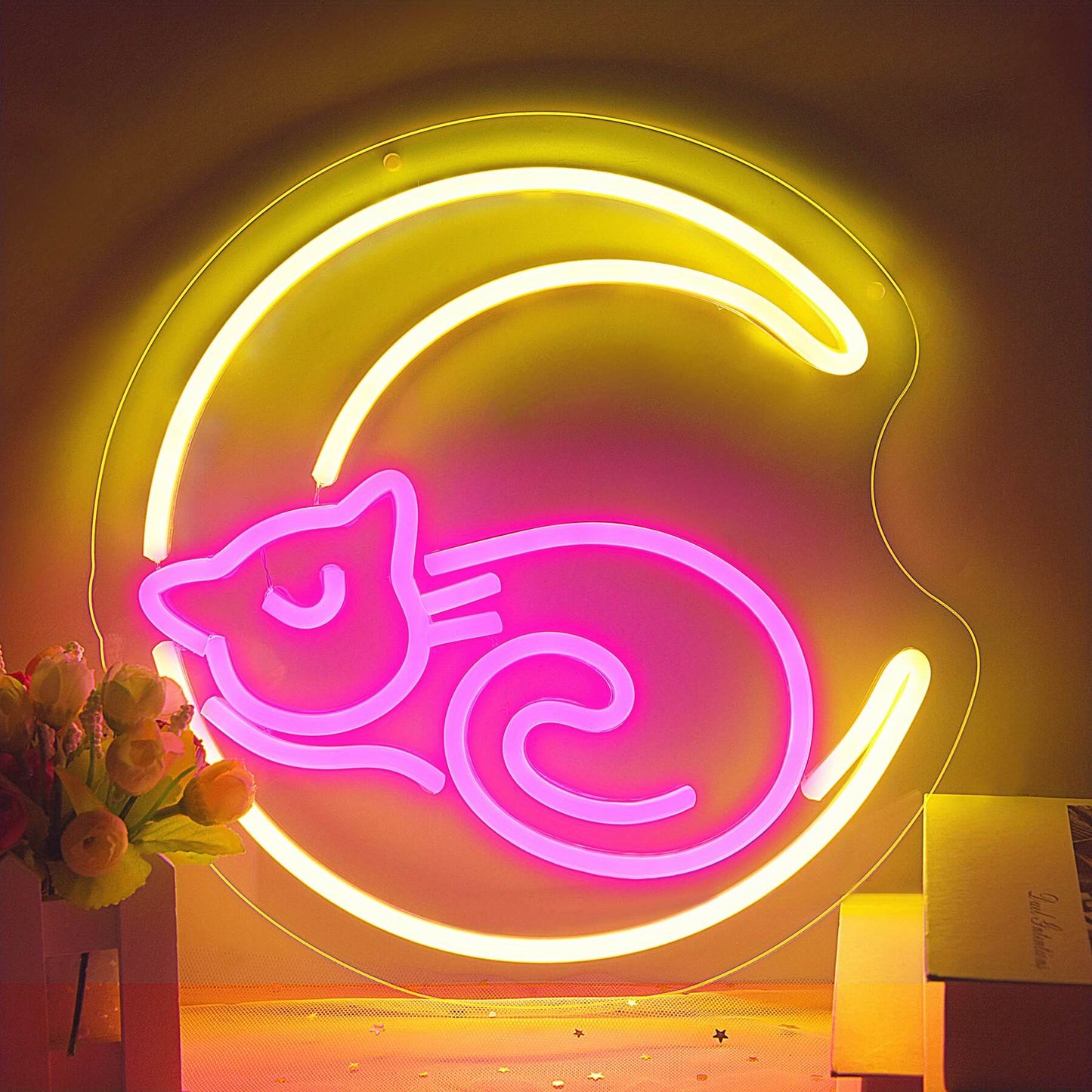 Pink Neon Cat Shaped Lights