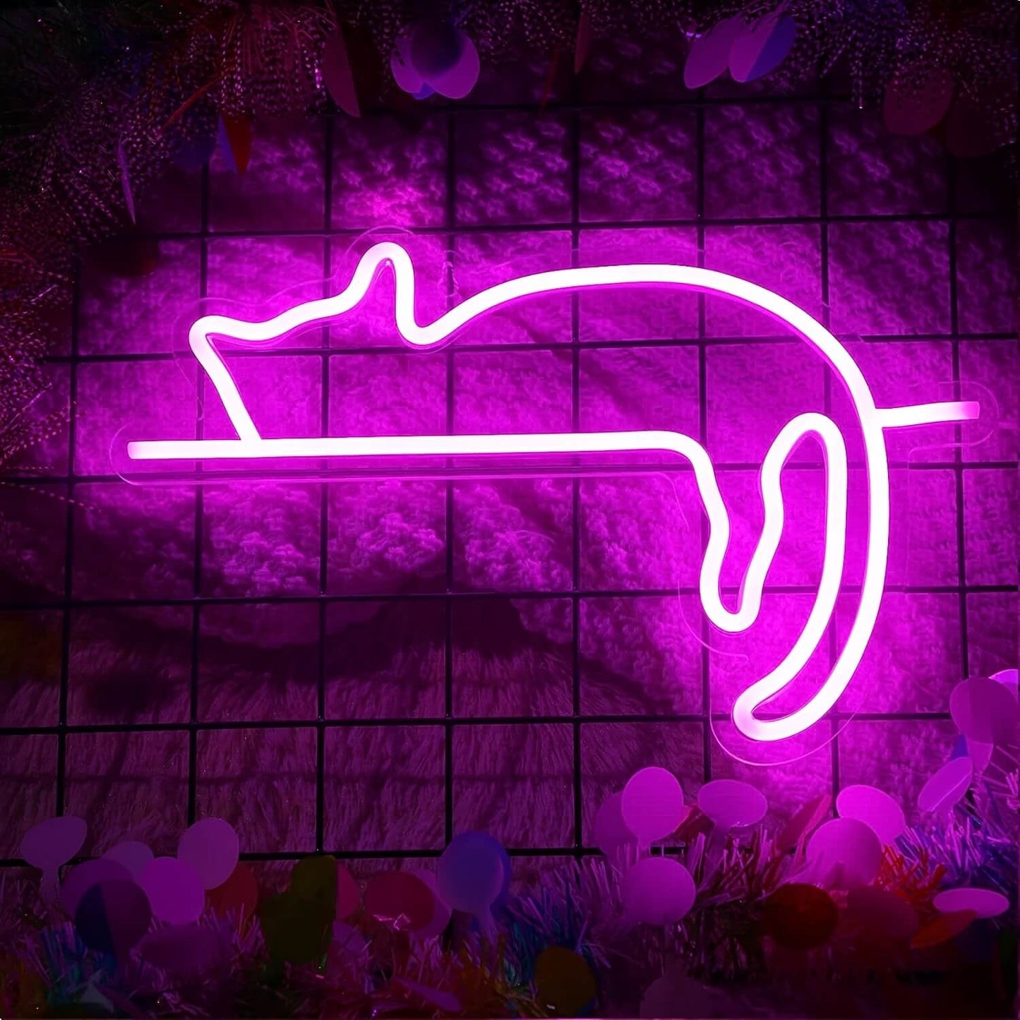 Pink Neon Cat Shaped Lights