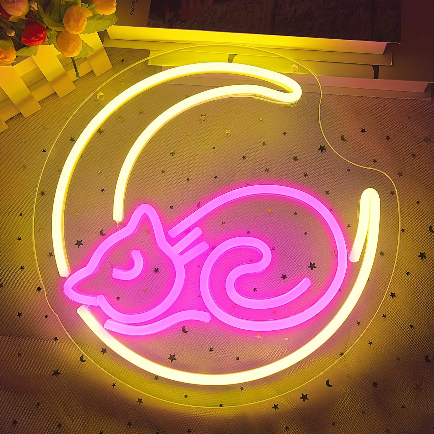 Pink Neon Cat Shaped Lights