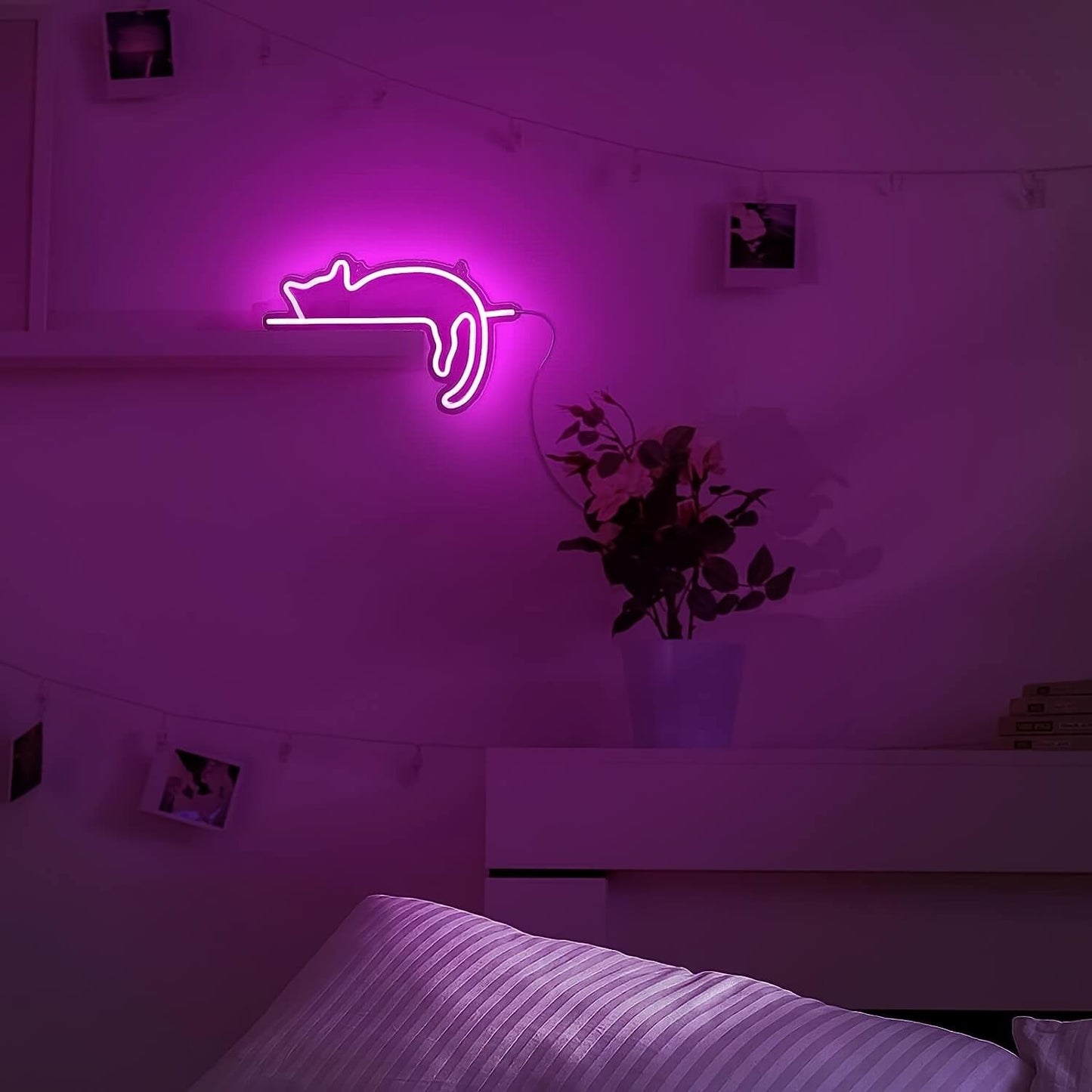 Pink Neon Cat Shaped Lights