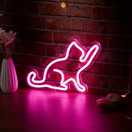 Pink Neon Cat Shaped Lights