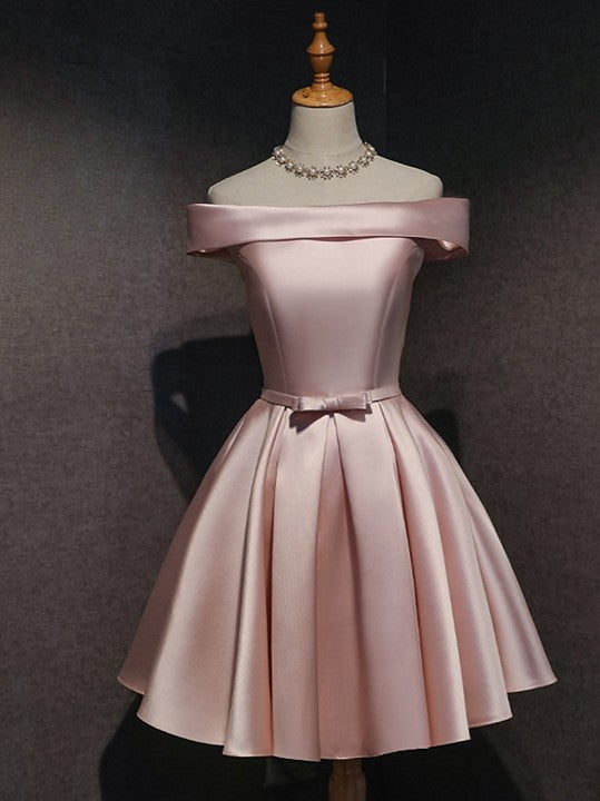 Pink Satin Mini Cocktail Dress