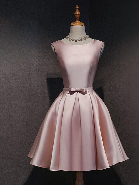 Pink Satin Mini Cocktail Dress