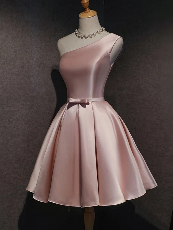 Pink Satin Mini Cocktail Dress