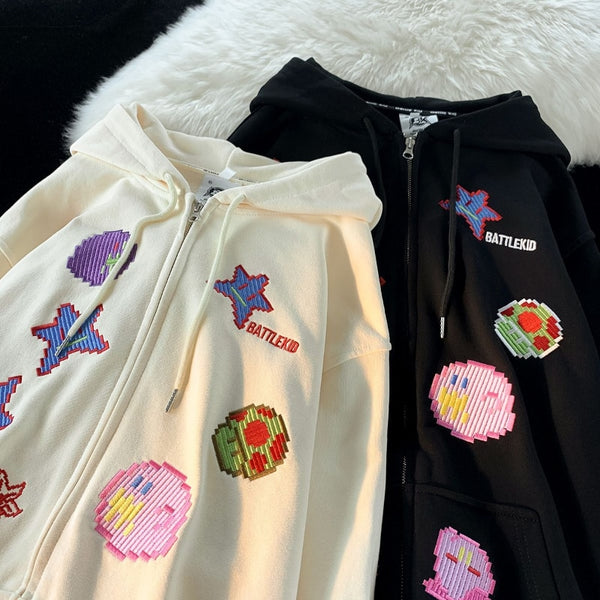 Pixel Cartoon Shapes Hoodie