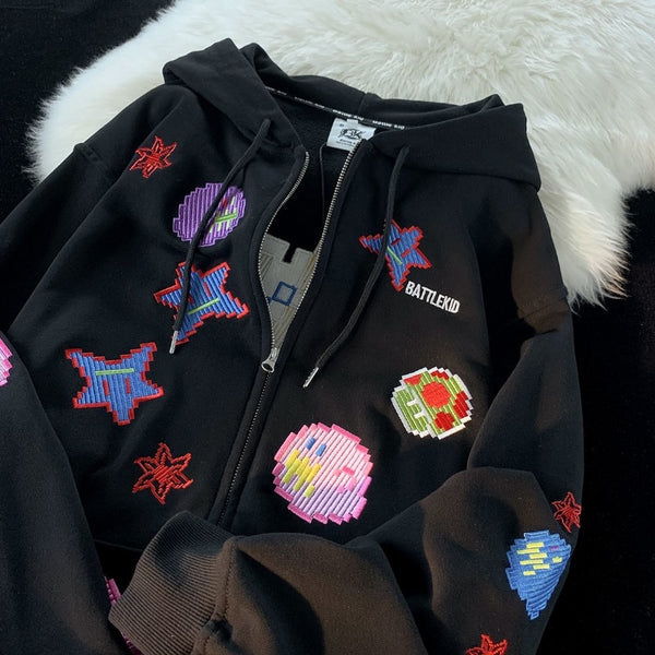 Pixel Cartoon Shapes Hoodie