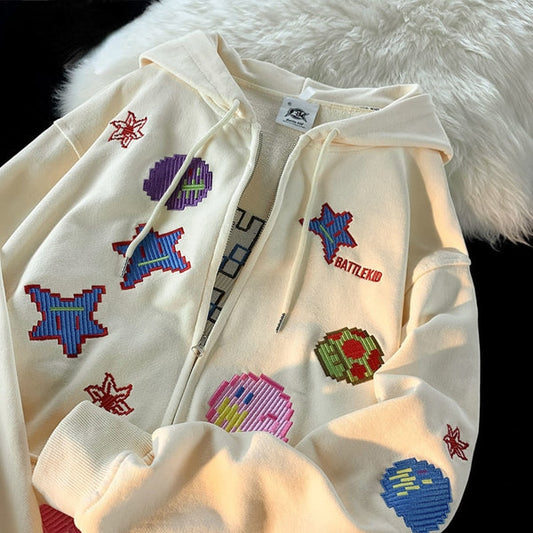 Pixel Cartoon Shapes Hoodie