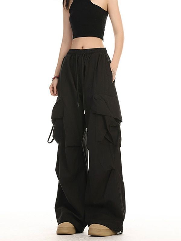 Plain Baggy Side Pocket Strapped Pants