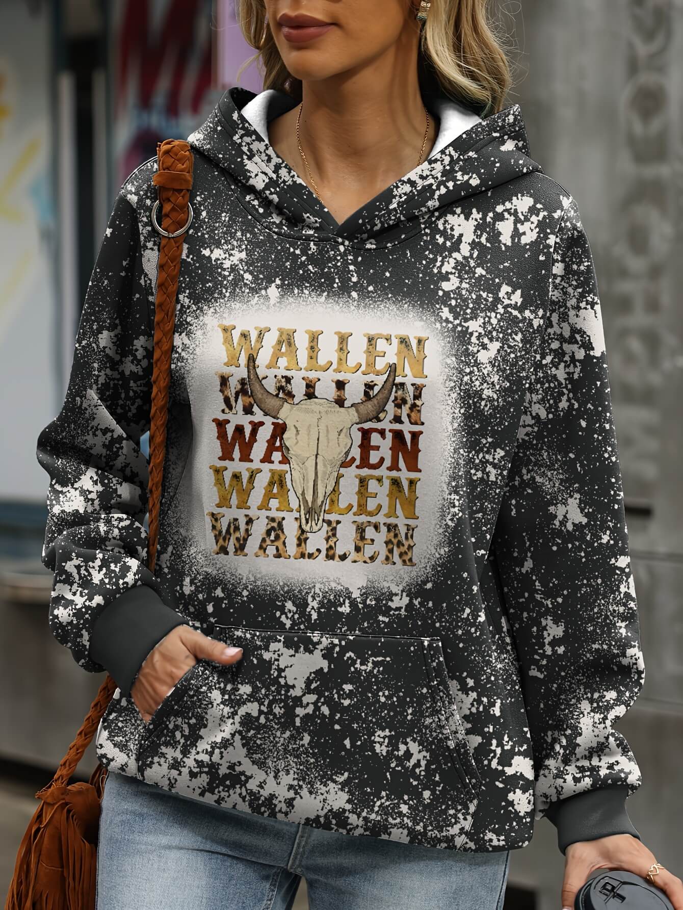 Plus Size Wallen Cow Skull Hoodie