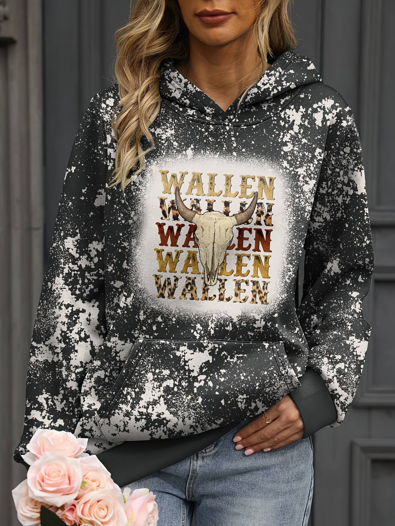 Plus Size Wallen Cow Skull Hoodie