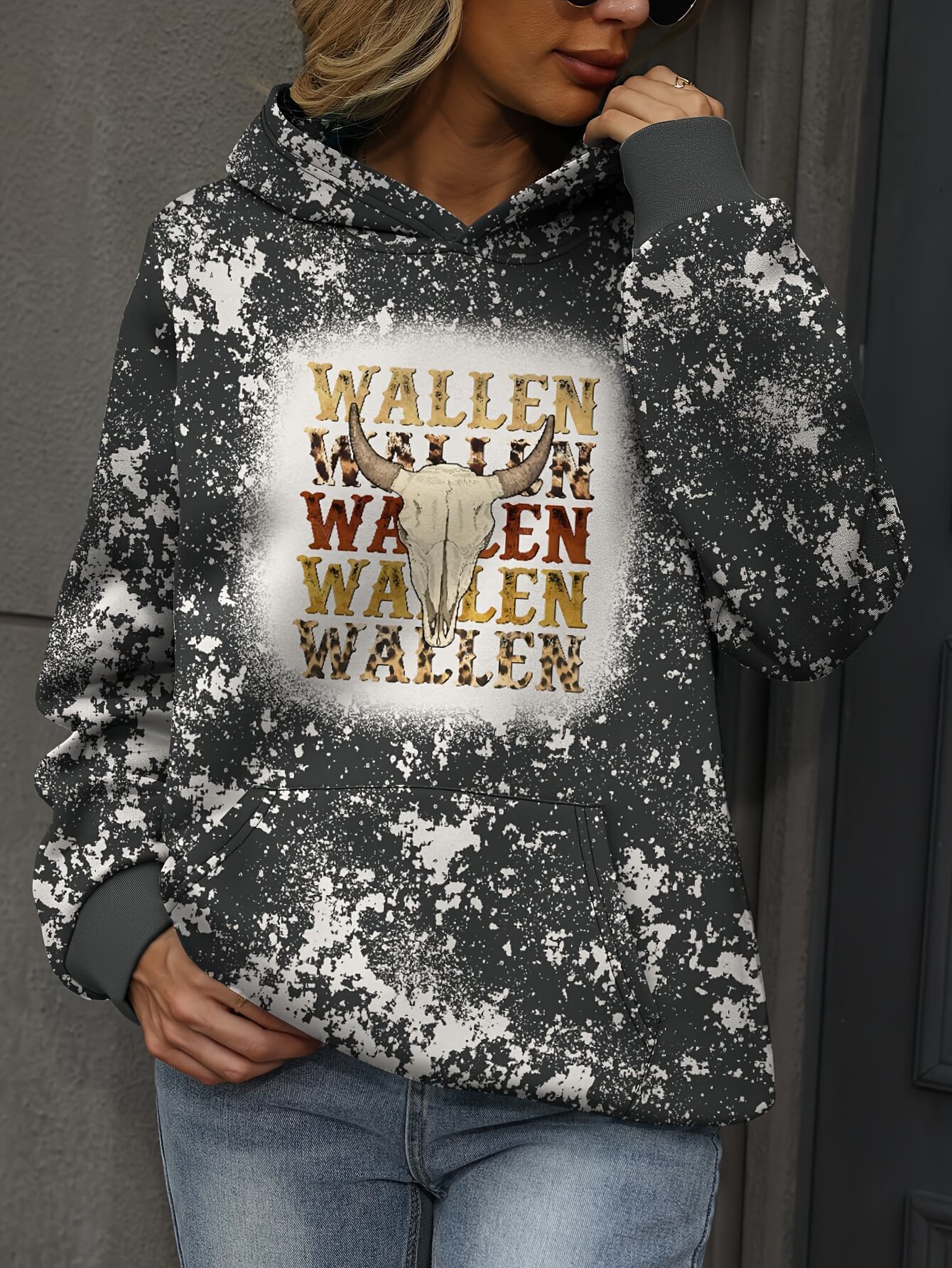 Plus Size Wallen Cow Skull Hoodie