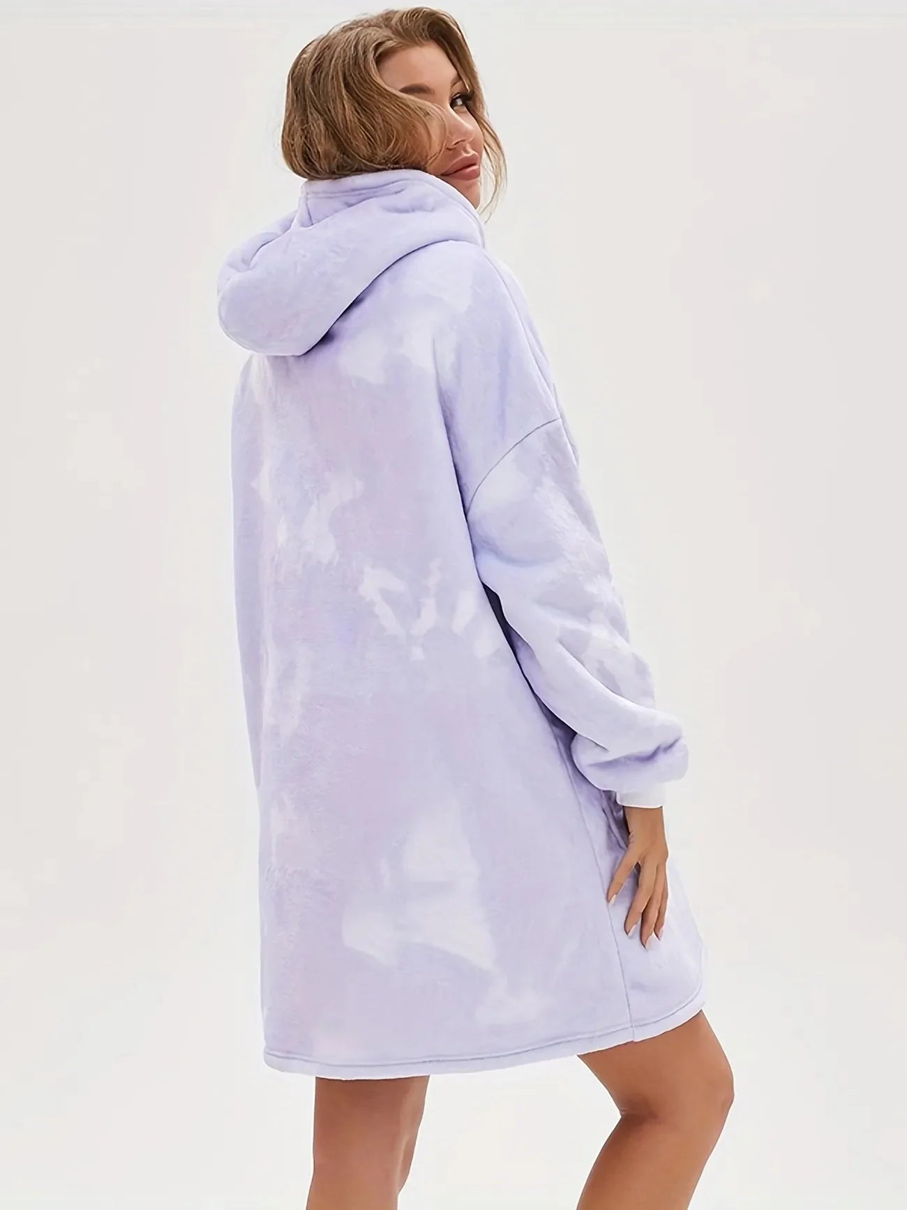 Plush lounge robe pocket blanket hoodie