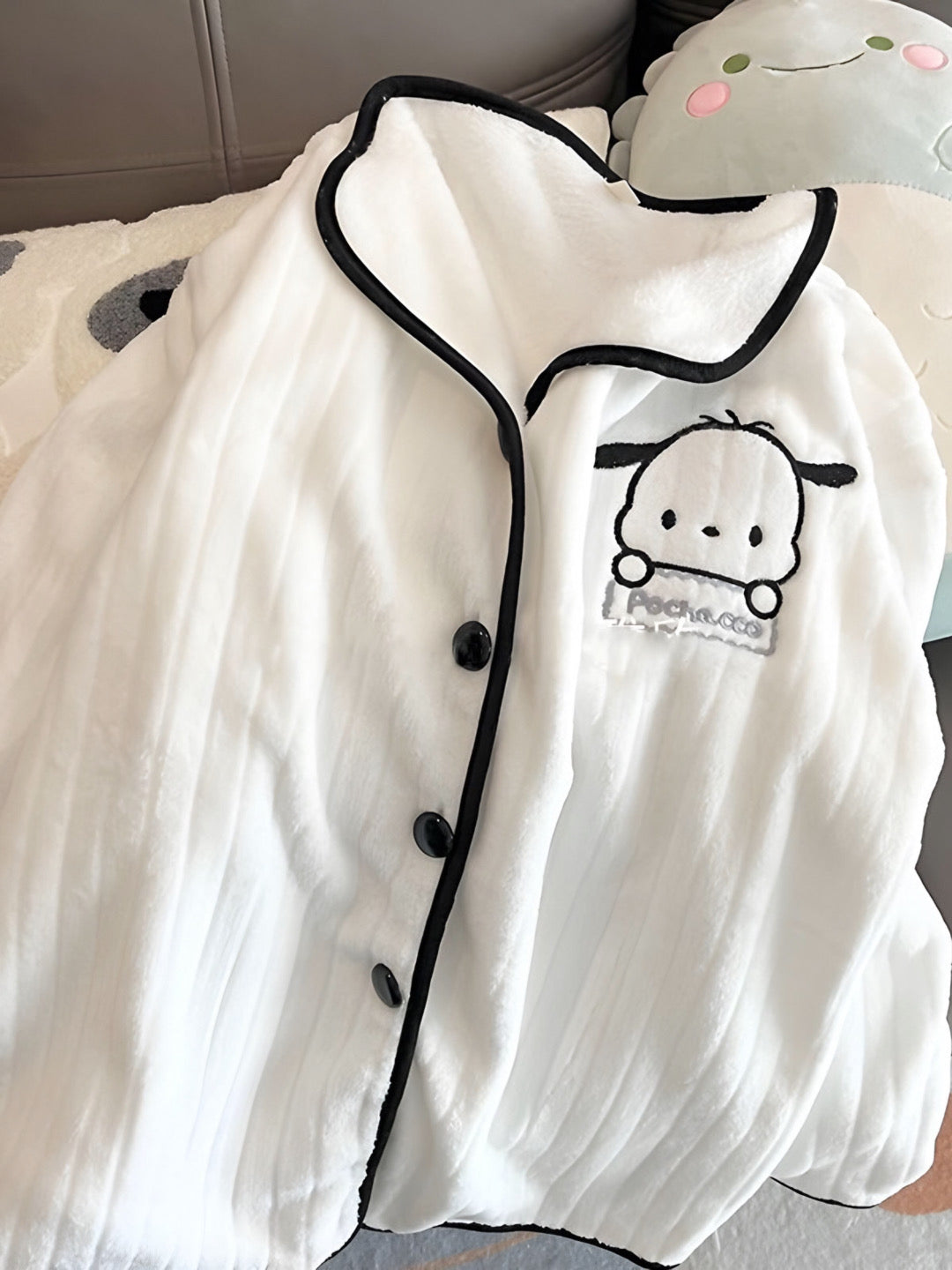 Pochacco Checkered Fleece Pajama Set