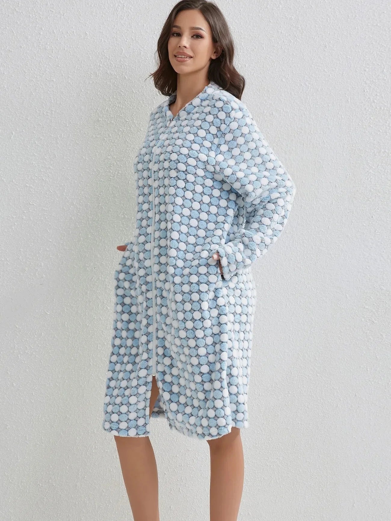 Polka Dot Zipper Robe