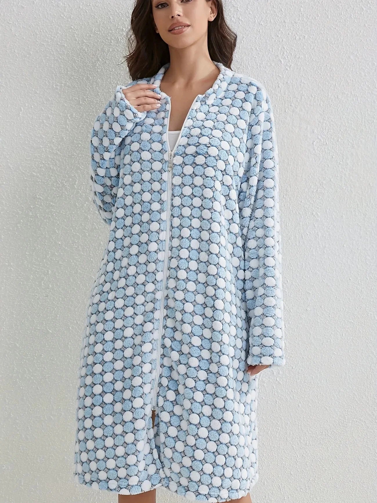 Polka Dot Zipper Robe