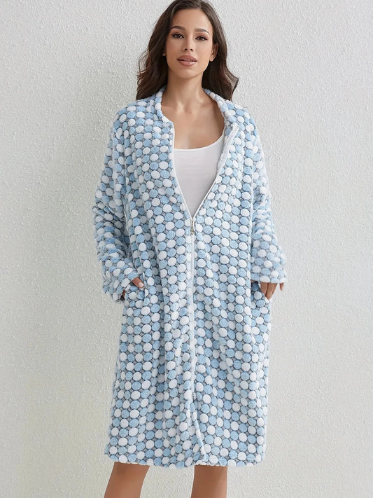 Polka Dot Zipper Robe