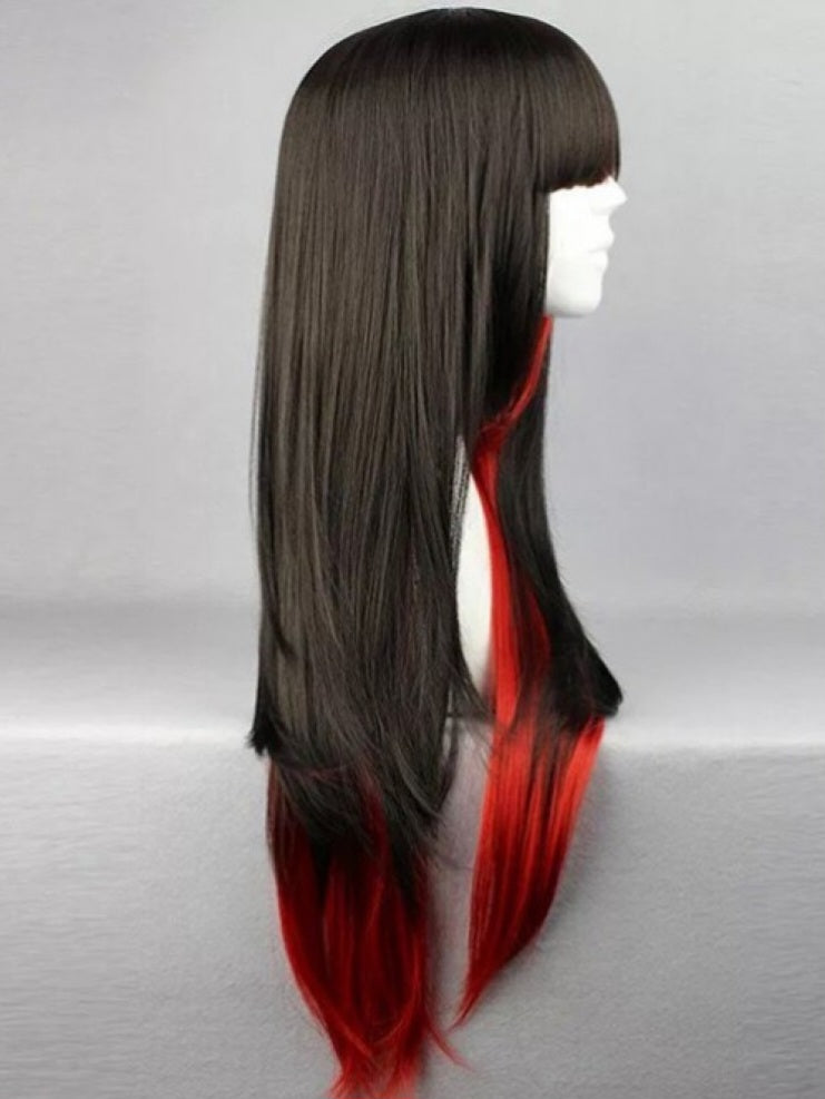 Red Black Ombre Long Straight Wig