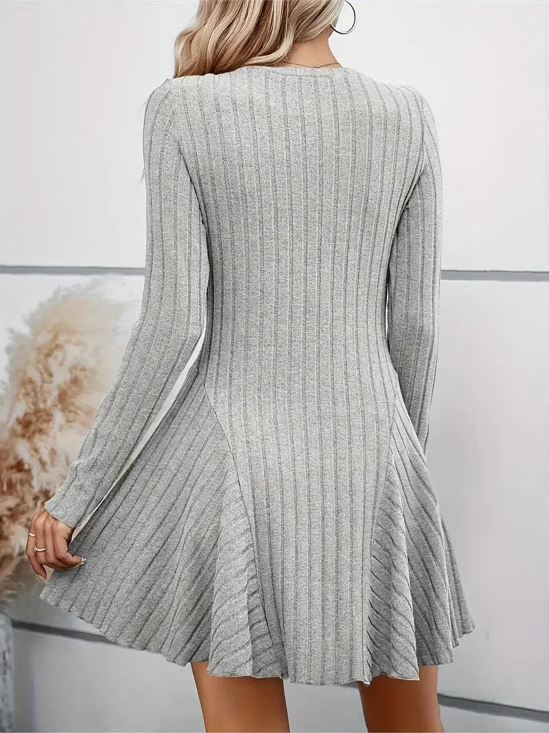 Rib Knit Flare Sweater Dress