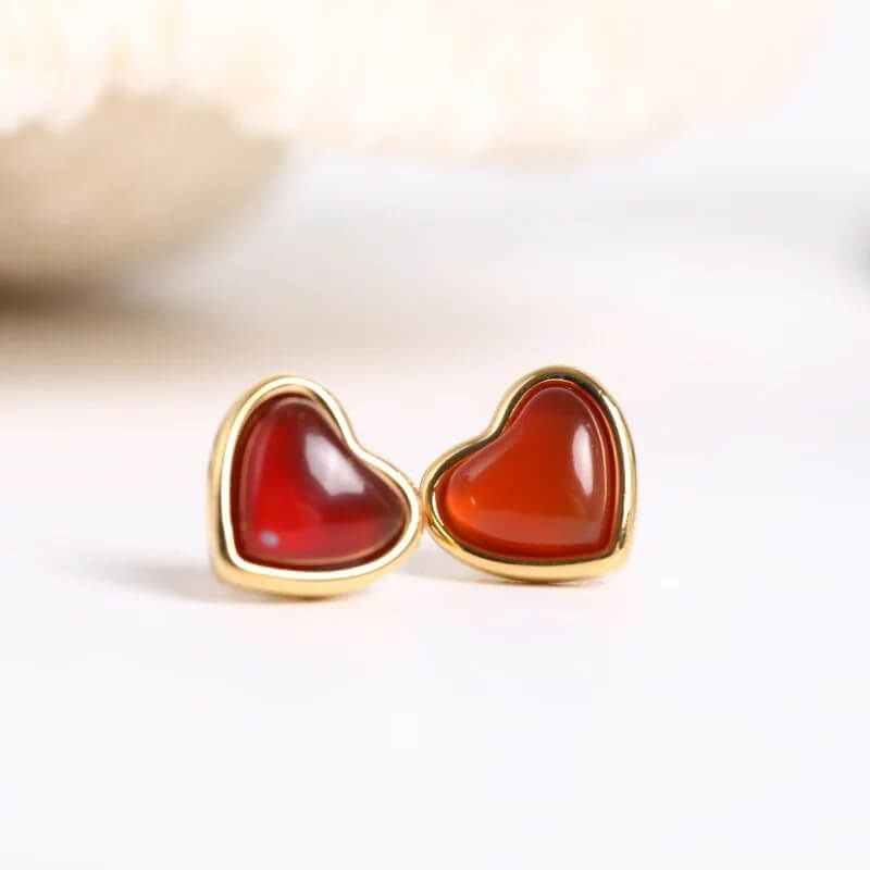 Ruby Heart Gold Jewelry Set