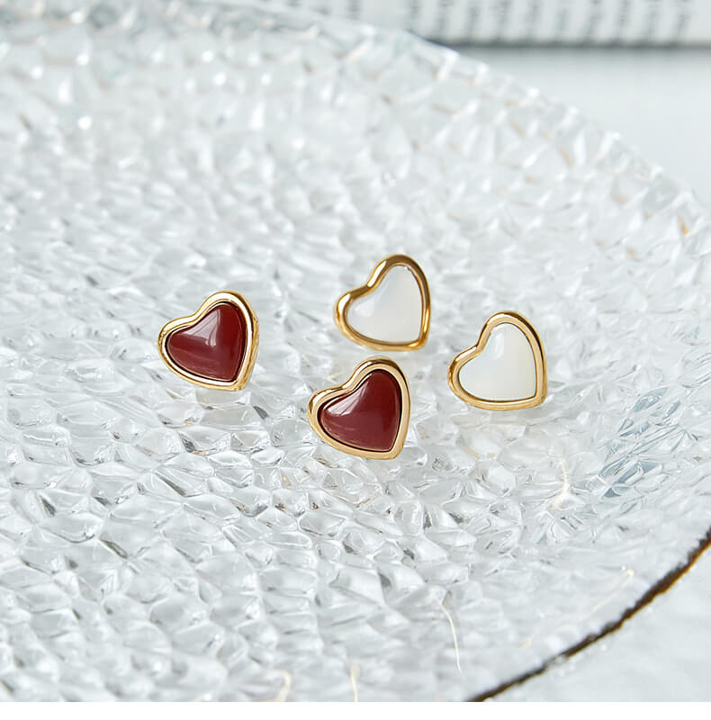 Ruby Heart Gold Jewelry Set