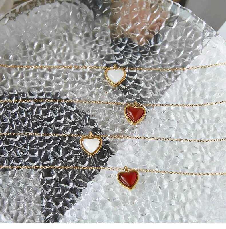 Ruby Heart Gold Jewelry Set