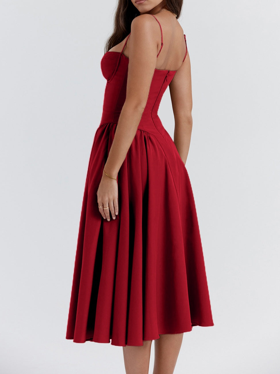 Samaria Red Corset Midi Sundress