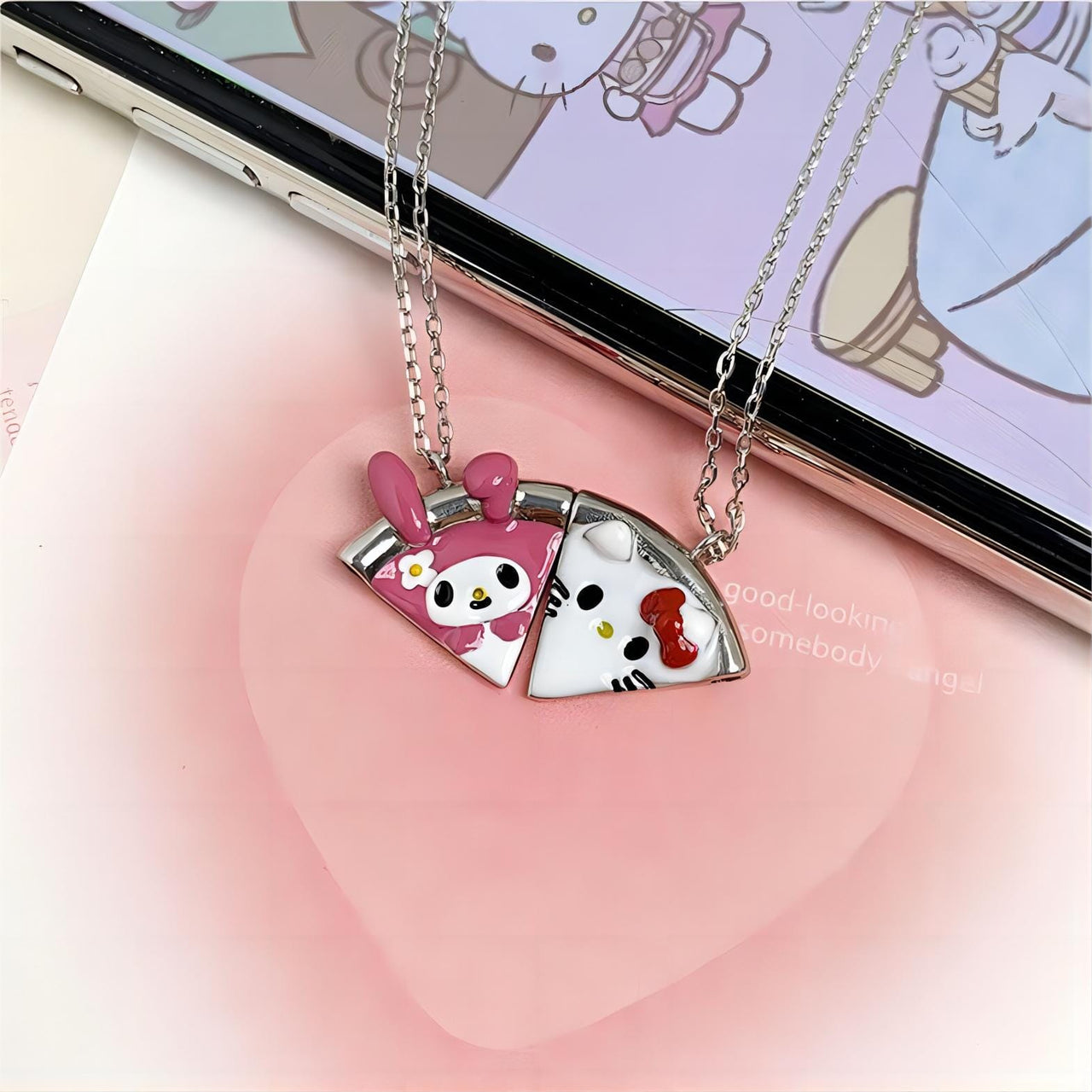 Sanrio Pizza Magnetic Friendship Necklace Set