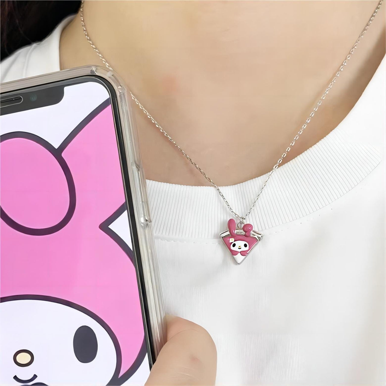 Sanrio Pizza Magnetic Friendship Necklace Set