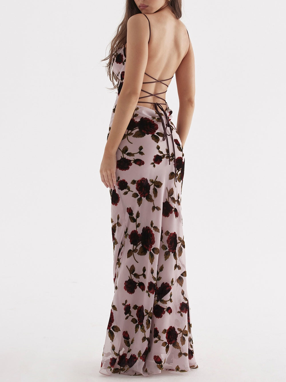 Serena Pink Devore Maxi Dress