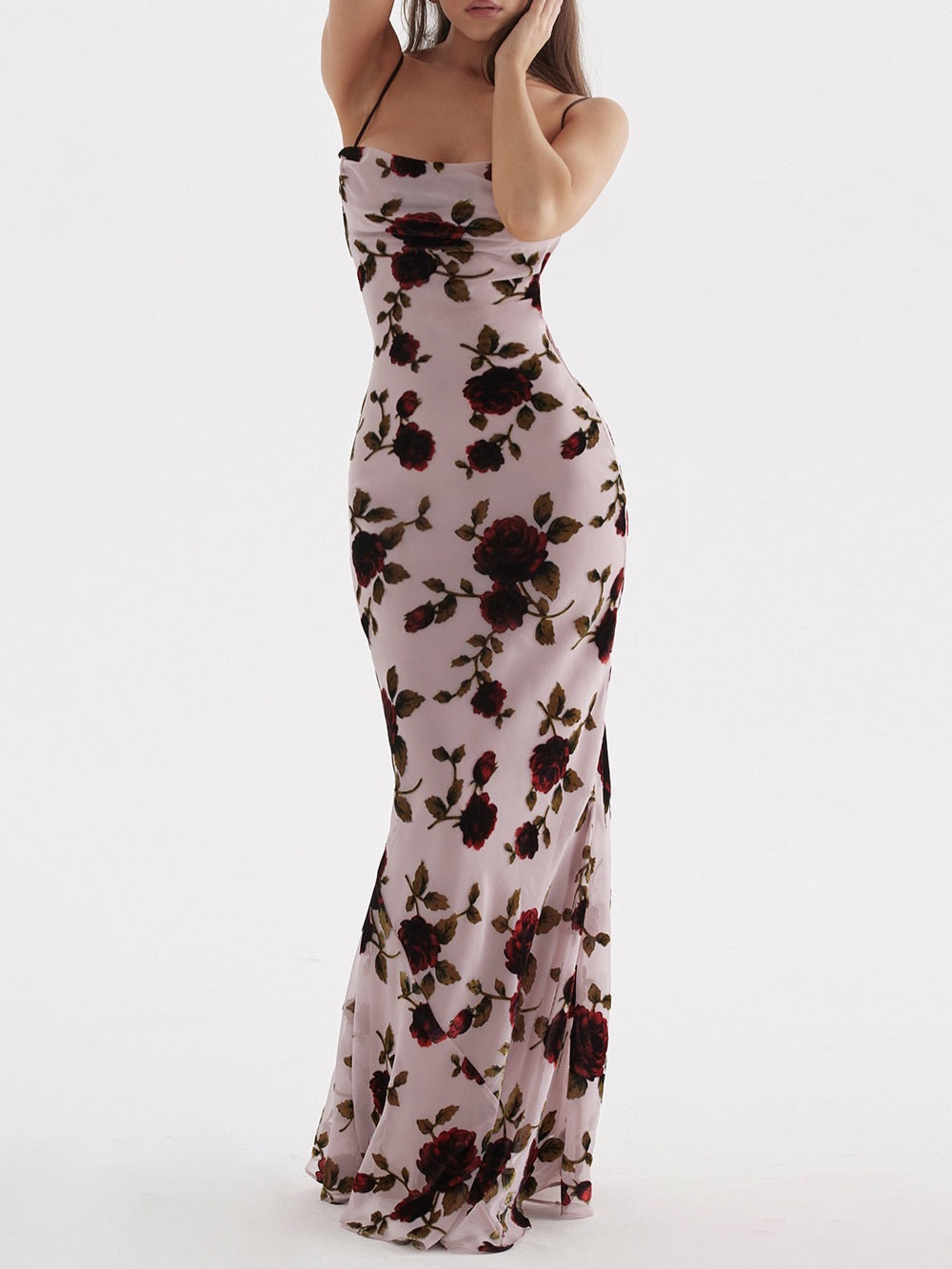 Serena Pink Devore Maxi Dress