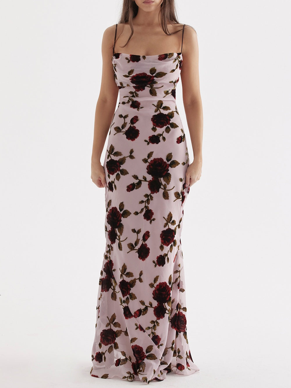 Serena Pink Devore Maxi Dress