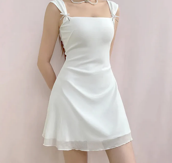 Sleeveless Square Neckline A-Line Mini Dress