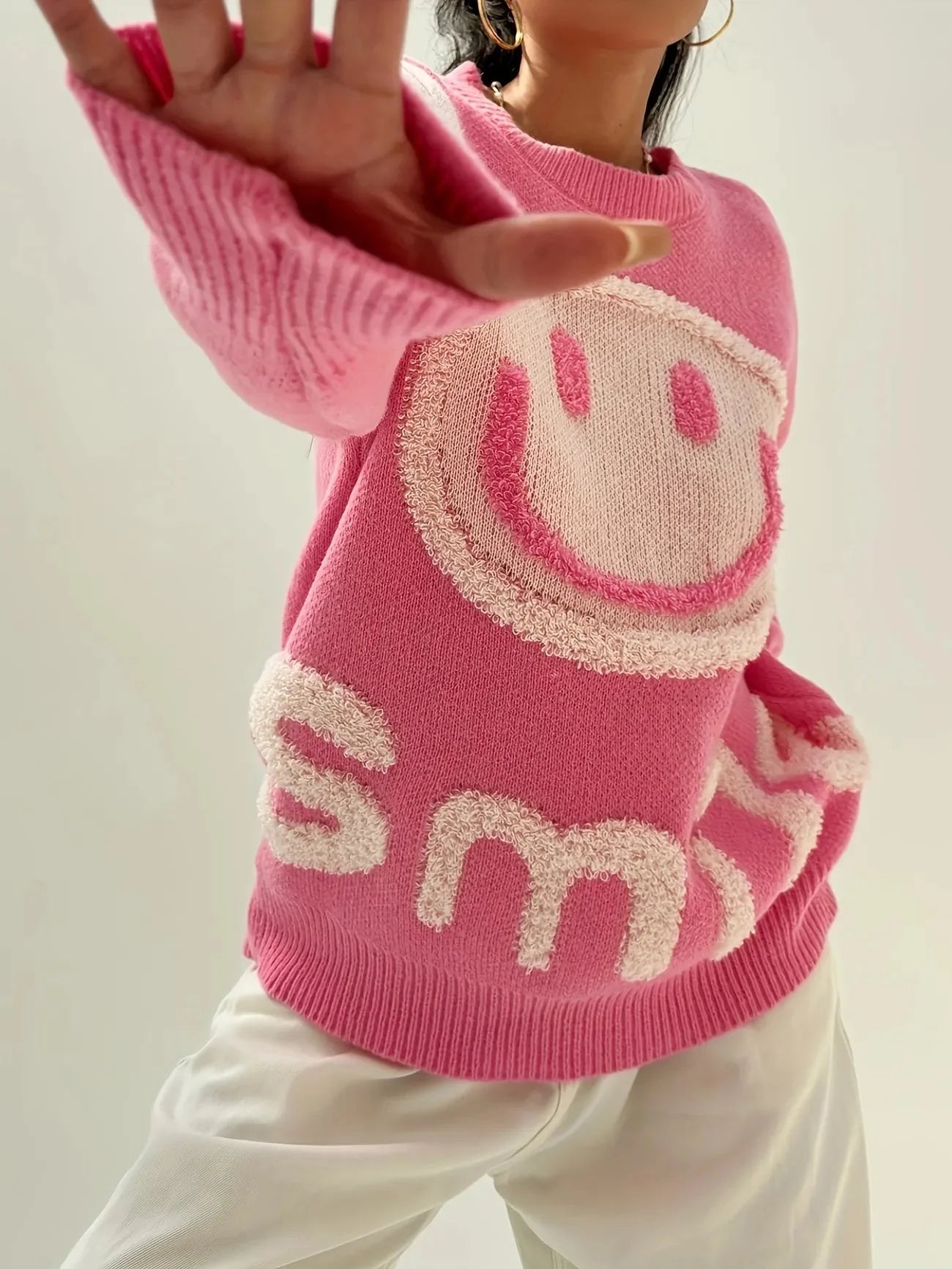 Smile Face Crew Neck Sweater