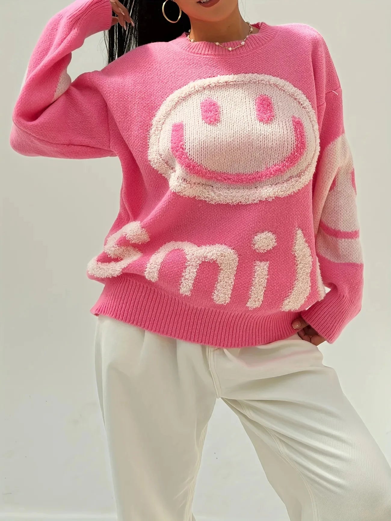 Smile Face Crew Neck Sweater