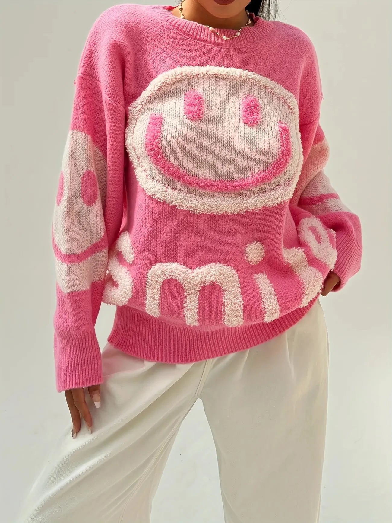 Smile Face Crew Neck Sweater