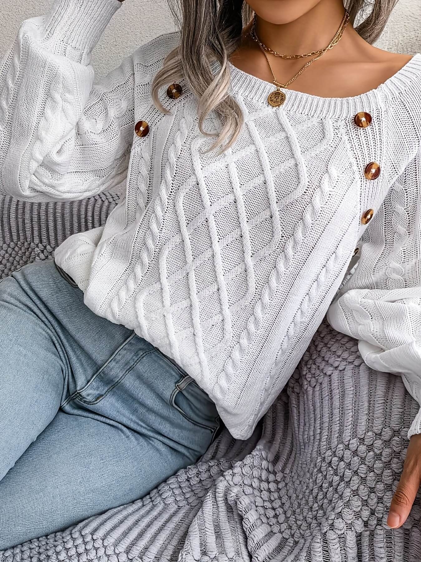 Solid Cable Knit Sweater