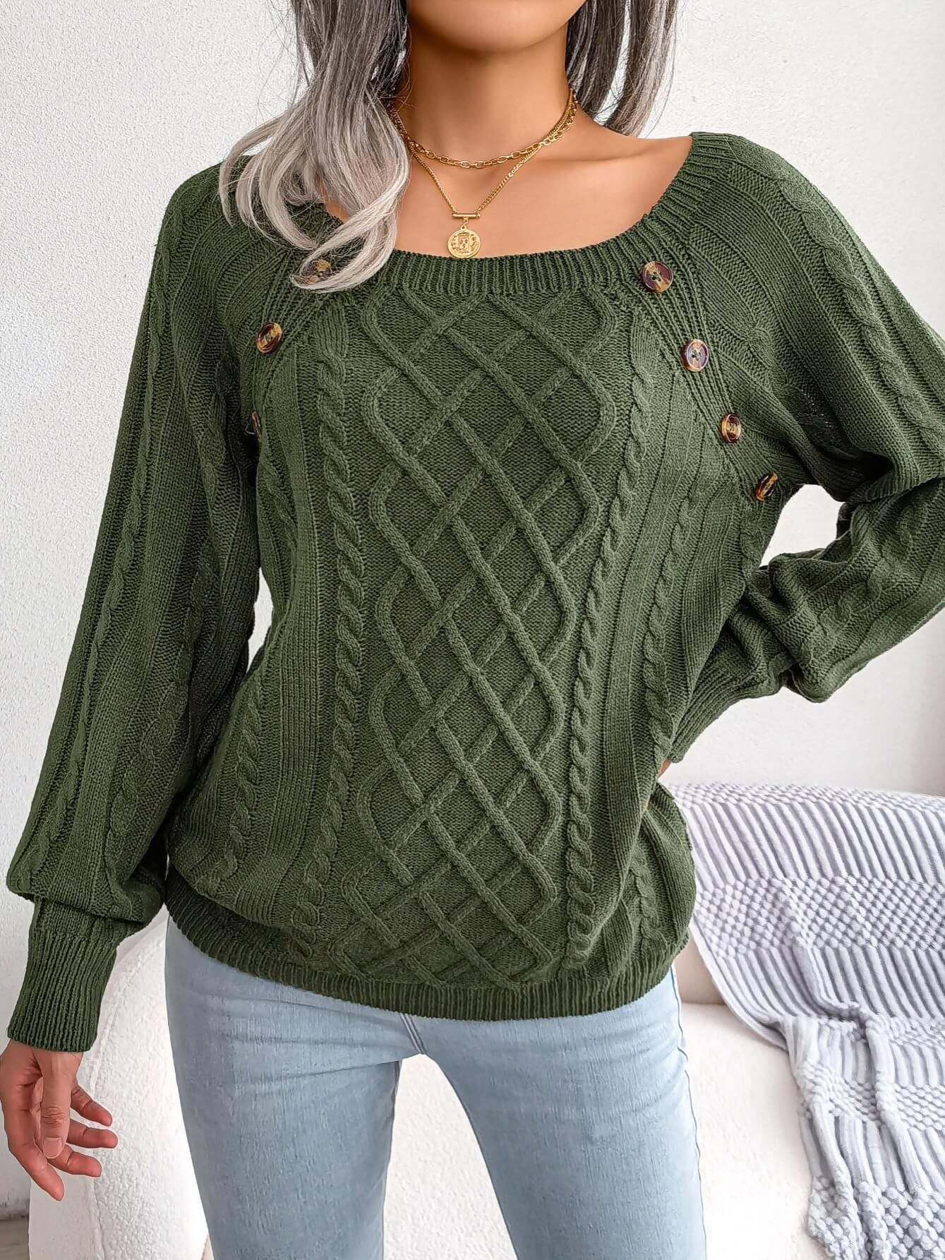 Solid Cable Knit Sweater