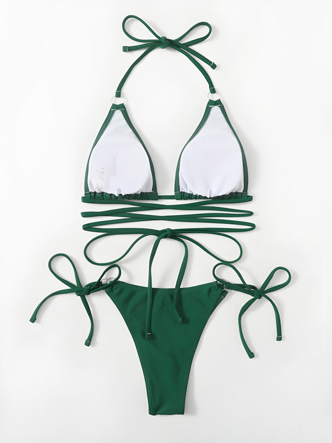 Solid Ring Detail Bikini Set