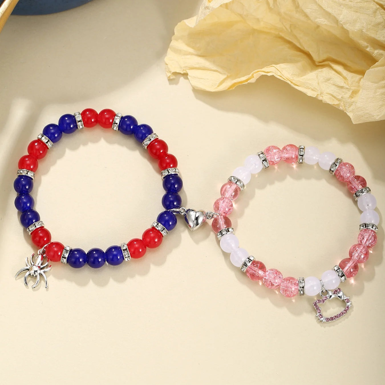 Spidey & Hello Kitty Magnetic Couples Bracelets