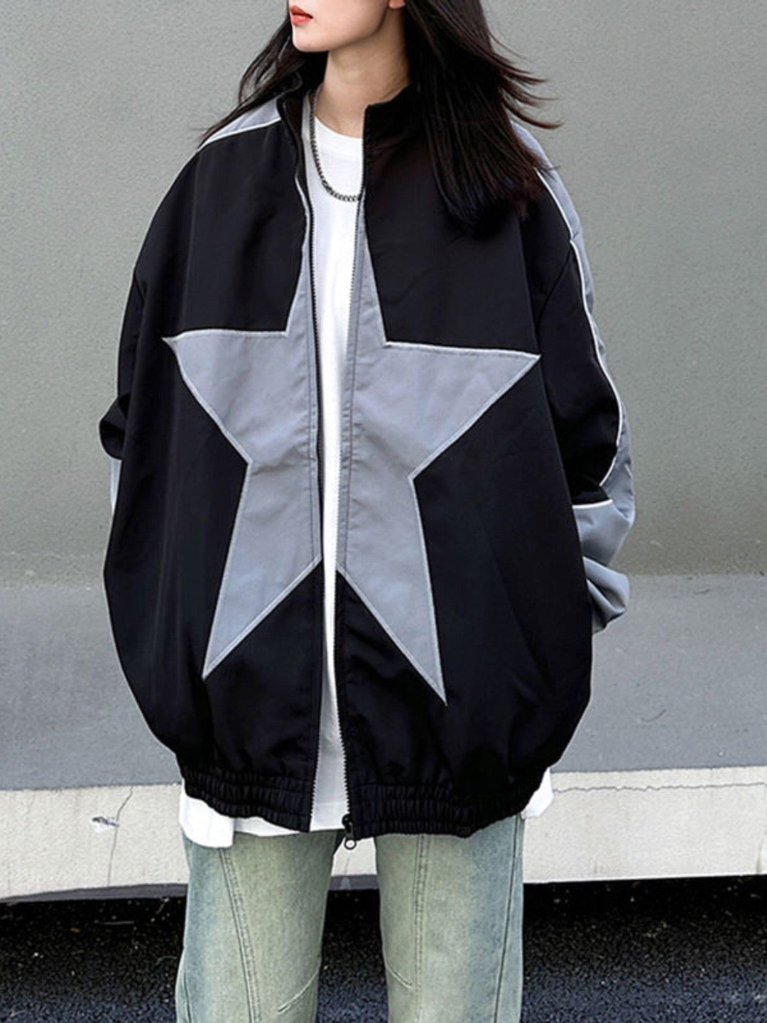 Star Oversized Bomber Jacket