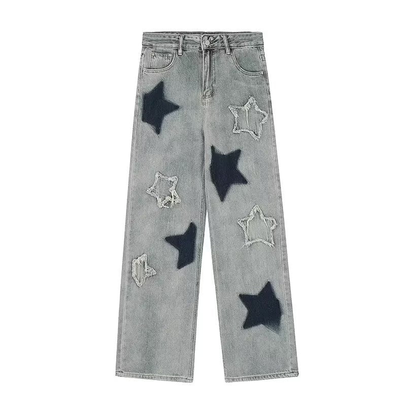 Star Patchwork Darring Display Denim Pants