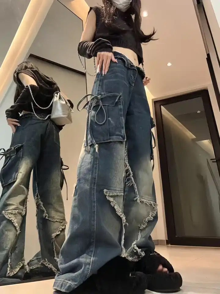 Star Raw Edge Baggy Cargo Jeans