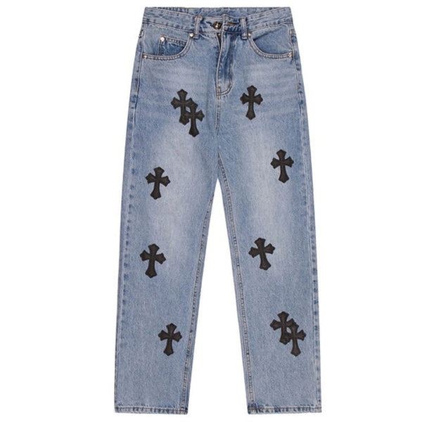 Straight Leg Jeans Cross Patch